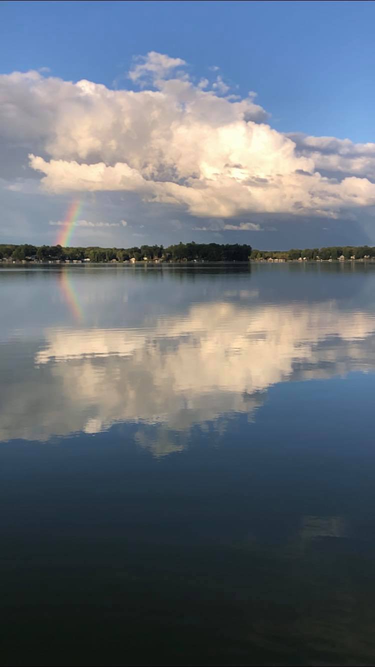 Rainbow over Hess lake - image