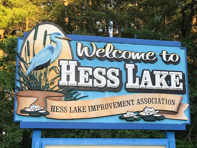hess lake welcome sign - image